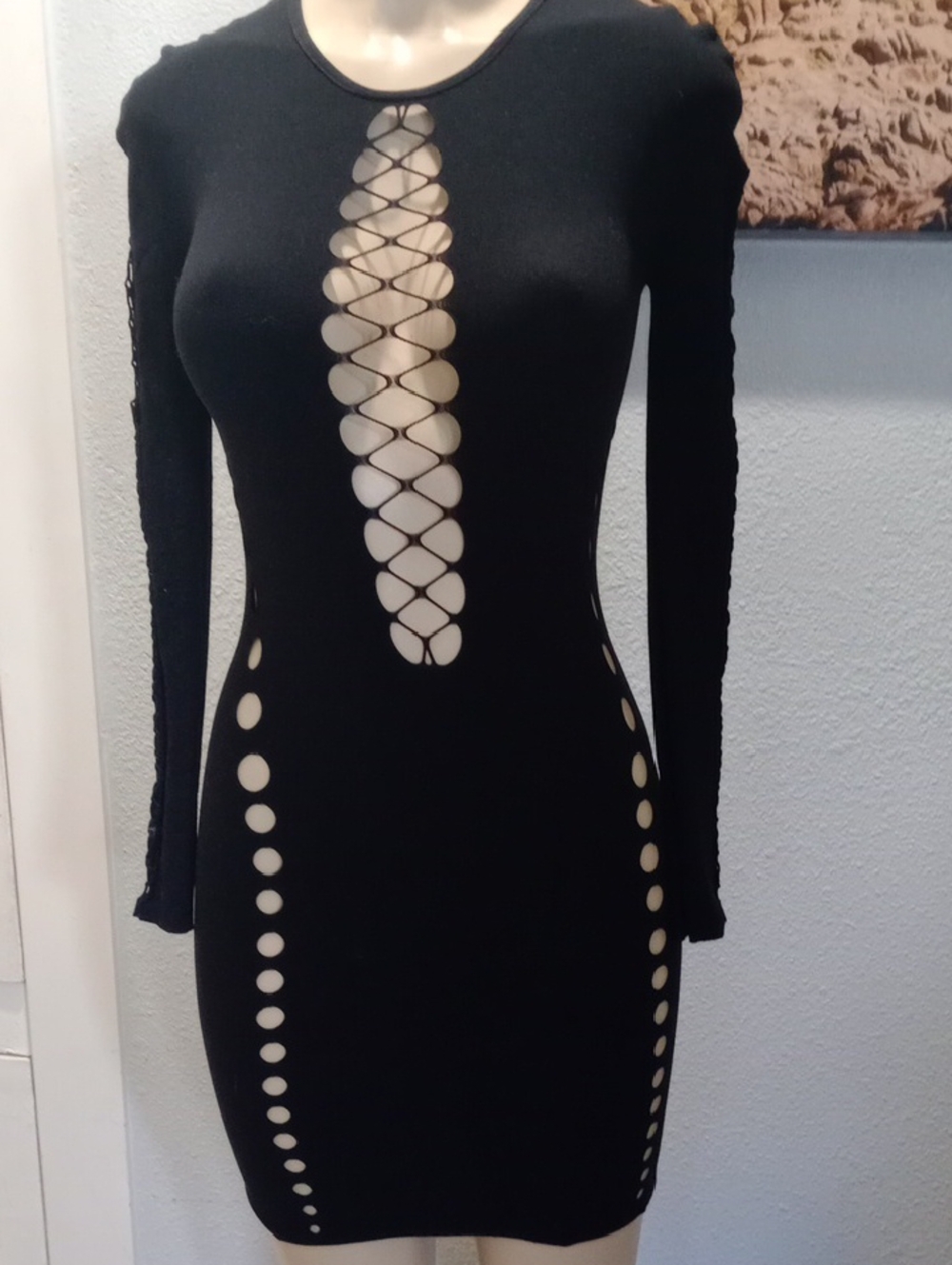 Black Cutout Bodycon Dress - Brand Not Visible